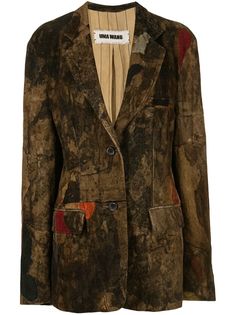 Uma Wang бархатный пиджак с абстрактным принтом