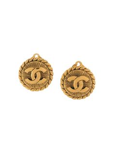 Chanel Pre-Owned серьги-клипсы с логотипом CC