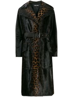 Tom Ford пальто с поясом и леопардовым принтом
