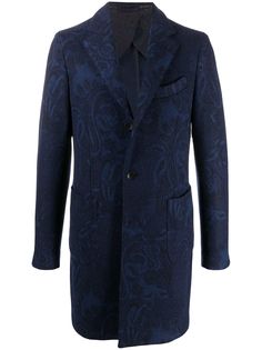Etro однобортное пальто с узором пейсли