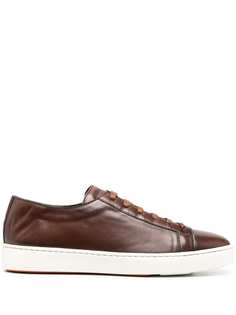 Santoni leather lace-up trainers