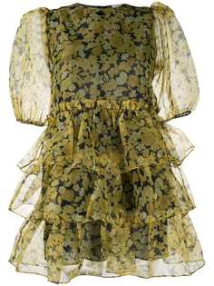 GANNI floral-print tiered dress