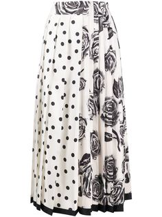 Ports 1961 Longette printed pleated midi skirt