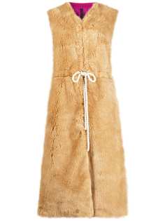 Sara Lanzi long sleeveless faux fur coat