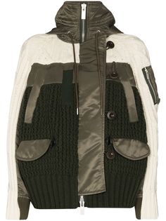 Sacai panelled crochet-knit jacket
