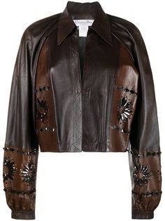 Christian Dior pre-owned cropped leather jacket