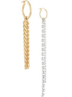 MM6 Maison Margiela серьги асимметричного дизайна с кристаллами и цепочкой
