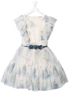 Monnalisa TEEN floral-print tulle dress