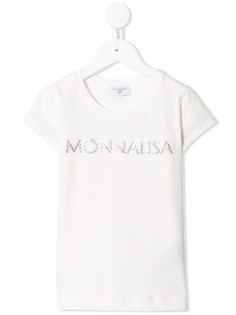 Monnalisa rhinestone logo crew neck T-Shirt