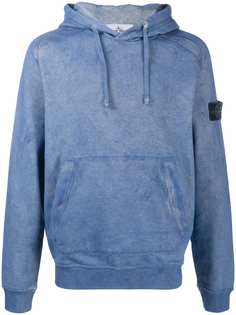 Stone Island faded logo-patch hoodie