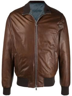 Barba leather bomber jacket