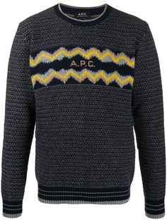 A.P.C. джемпер Ben с жаккардовым логотипом