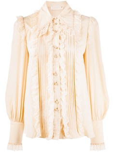 Zimmermann ruffled silk-blend top