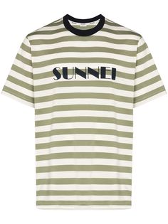 Sunnei logo print striped cotton T-shirt