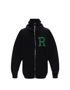 Черное рваное худи RAF Simons