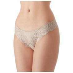 Lowry Трусы стринги низкой посадки с французским кружевом, размер M, бежевый