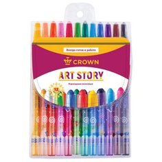 CROWN Карандаши восковые Art Story 12 шт
