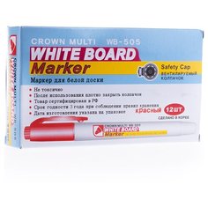 CROWN набор маркеров Multi Board Slim, красный, 12 шт. (WB-505)