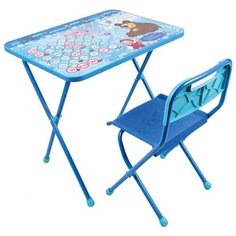Комплект Nika стол + стул Маша и Медведь с азбукой (КП/18) 60x45 см голубой/синий