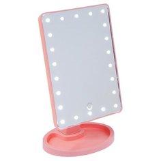 Зеркало косметическое настольное LuazON KZ-06 с подсветкой розовый