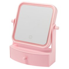 Зеркало косметическое настольное LuazON KZ-05 (квадрат) с подсветкой розовый