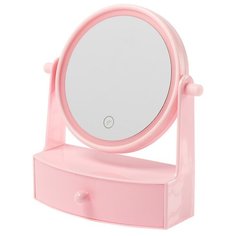 Зеркало косметическое настольное LuazON KZ-05 с подсветкой розовый