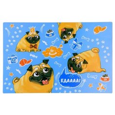 Коврик для мисок Пушистое счастье Коврик под миску 4087865 голубой/желтый