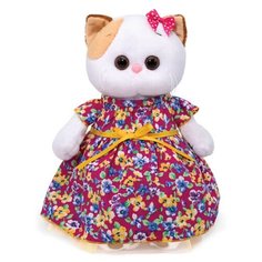 Мягкая игрушка Basik&Co Кошка Ли-Ли в платье с цветочным принтом 27 см