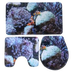 Комплект ковриков Доляна Морское дно 38x46, 40x45, 45x75 см синий