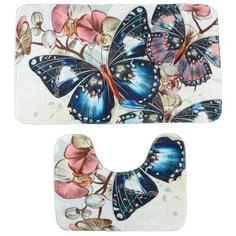 Комплект ковриков Доляна Бабочки 50x80, 38x50 см разноцветный