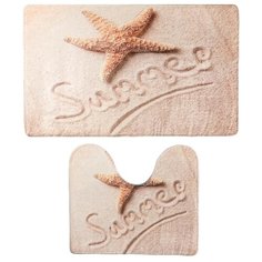 Комплект ковриков Доляна На пляже 3904510 40х45, 45х75 см бежевый