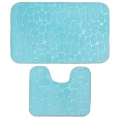 Комплект ковриков Доляна Галька, ракушки 40х50, 50х80 см (2581480/3734873) бирюзовый