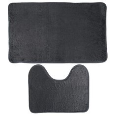 Комплект ковриков Доляна Пушистик 40x50, 50x80 см серый