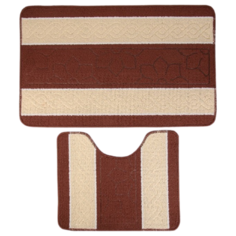 Комплект ковриков Доляна Полосатый 48×48, 48×78 см бежевый/коричневый