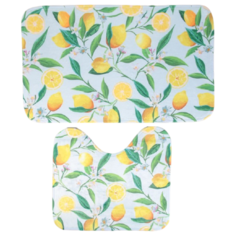 Комплект ковриков Доляна Лимоны 40×45, 45×75 см (4675272) голубой/желтый/зеленый
