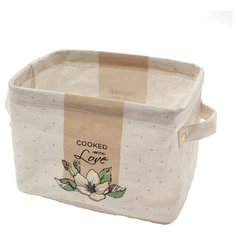 Этель Корзина Цветы 20,5 х 16 х 14,5 см бежевый