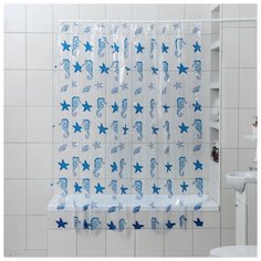 Штора для ванной Доляна Морская глубина 180x180 морская глубина