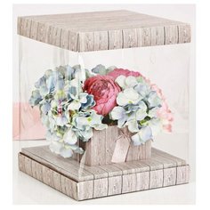 Коробка подарочная Дарите счастье для цветов Чудесный букет 23 х 30 х 23 см серый