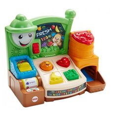 Интерактивная развивающая игрушка Fisher-Price Смейся и учись. Обучающий прилавок "Фрукты и овощи" зеленый/оранжевый/белый