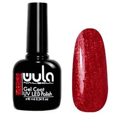 Гель-лак WULA Gel Coat, 10 мл, оттенок 380 темно-малиновый с глиттером