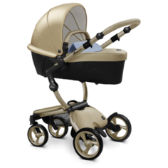 Коляска-трансформер Mima Xari (2 в 1) champagne/pixel blue/champagne frame, цвет шасси: золотистый