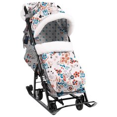 Санки-коляска Nika Ника Детям 7-5 (НД7-5) цветочный светлый