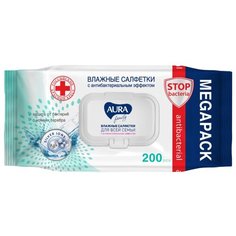 Влажные салфетки Aura Family антибактериальные, 200 шт.