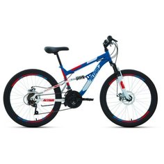 Подростковый горный (MTB) велосипед ALTAIR MTB FS 24 Disc (2020) синий/красный 14.5" (требует финальной сборки)