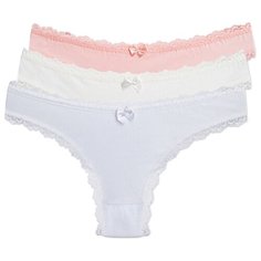 Magic lady Набор трусов бразильяна с кружевом, 3 шт., размер 46, светло-розовый/белый/светло-бежевый