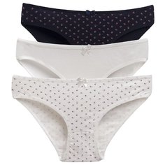 Magic lady Набор трусов слипы с низкой посадкой, 3 шт., размер 46, слоновая кость/темно синий