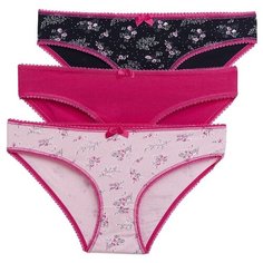 Magic lady Набор трусов слипы классической посадки с бантиком, 3 шт., размер 44, малиновый/темно-синий