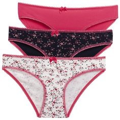 Magic lady Набор трусов слипы с низкой посадкой, 3 шт., размер 44, бежевый/коралловый/темно-синий