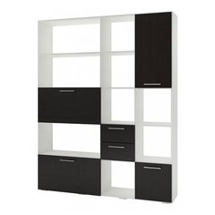 Стеллаж Баронс Бриз СТ.125.1600-01 9 полок 2 ящика, ШxГxВ: 160х35х201.6 см, белый/венге цаво