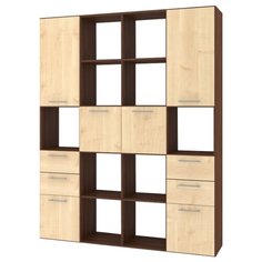 Стеллаж Баронс Бриз СТ.092.1600-01 10 полок 4 ящика, материал: ЛДСП, ШxГxВ: 160х35х201.6 см, орех экко